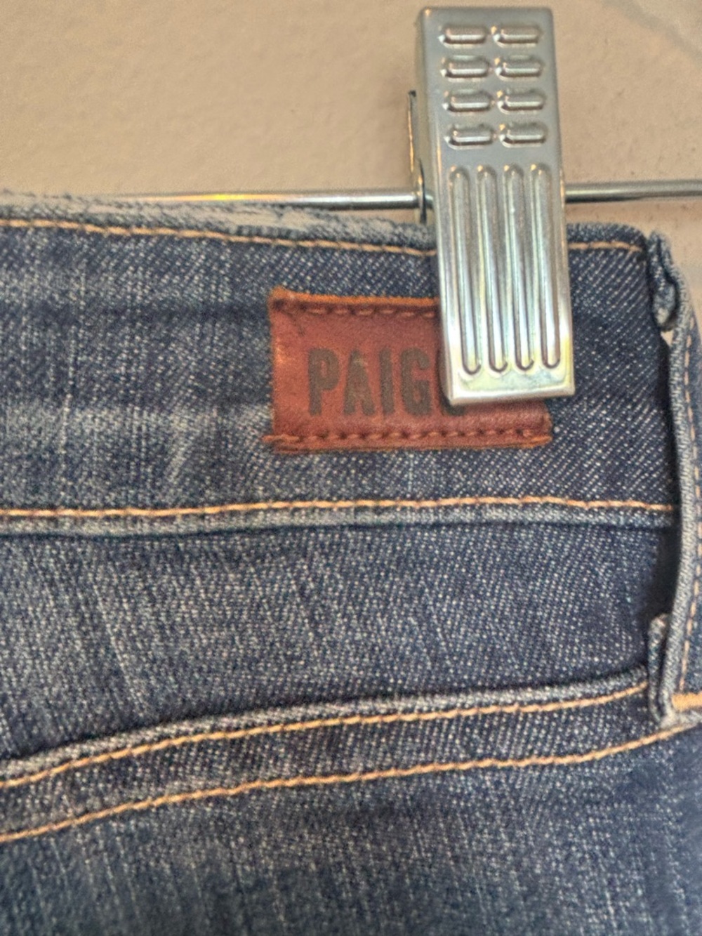 PAIGE Distressed Boyfriend Jeans in Dark Blue Wash - Picture 3 of 5